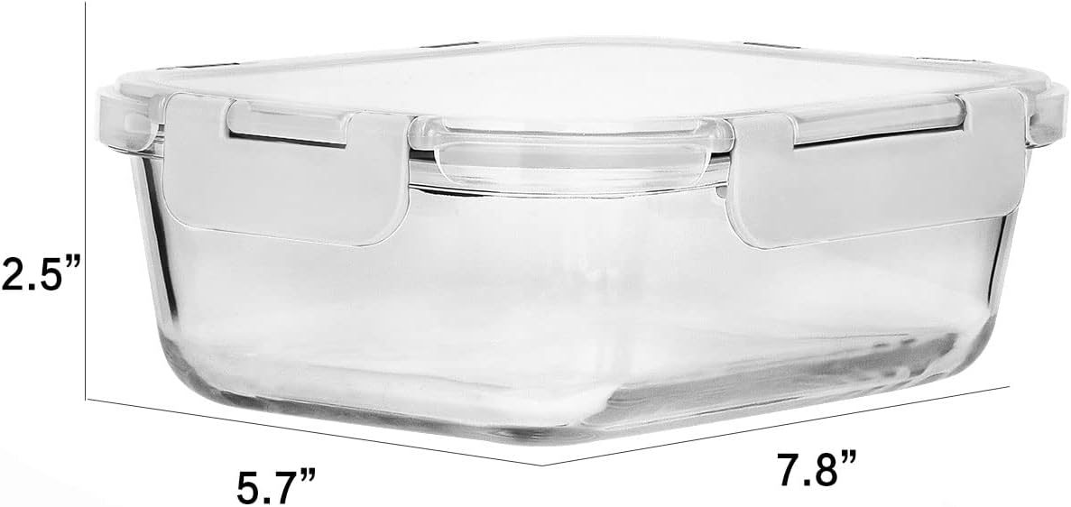 M MCIRCO 8 Pack,30 oz Glass Food Storage Containers with Lids, Gray
