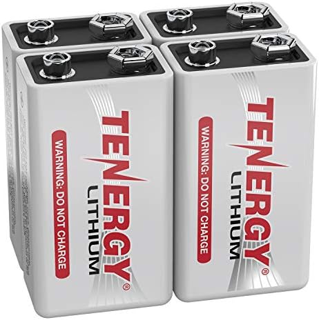 Tenergy 9V Lithium Batteries, 1200mah Non-Rechargeable Batteries, 10 Years Shelf Life Lithium 9 Volt Batteries, 2 Pack