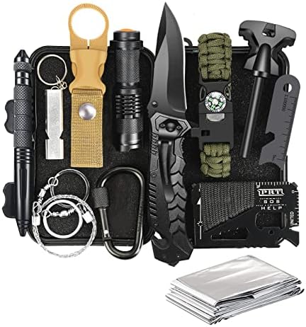 Survival Kit 14 in 1, Gifts for Men Dad Husband, Emergency Survival Gear and Equipment, Anniversary Birthday Gifts for Him Boyfriend, Hunting Fishing Camping Accessories