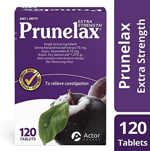 Prunelax Tablets - Extra Strength Natural Laxative Supplement Containing High Strength Senna for Constipation Relief & Restore Normal Bowel Motion