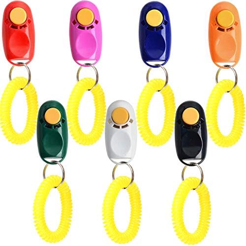 Coolrunner 7pcs 7 Color Universal Animal Pet Dog Training Clicker | with Wrist Bands Strap