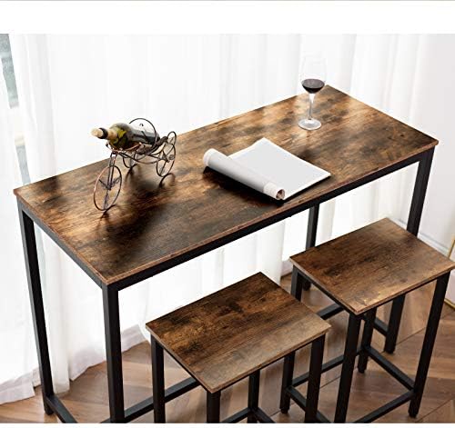 HOOBRO Bar Table, Rectangular Pub Table, 47.2" Counter Height Bar Table, Industrial Bar Height Table, Dining Table for Kitchen, Living Room