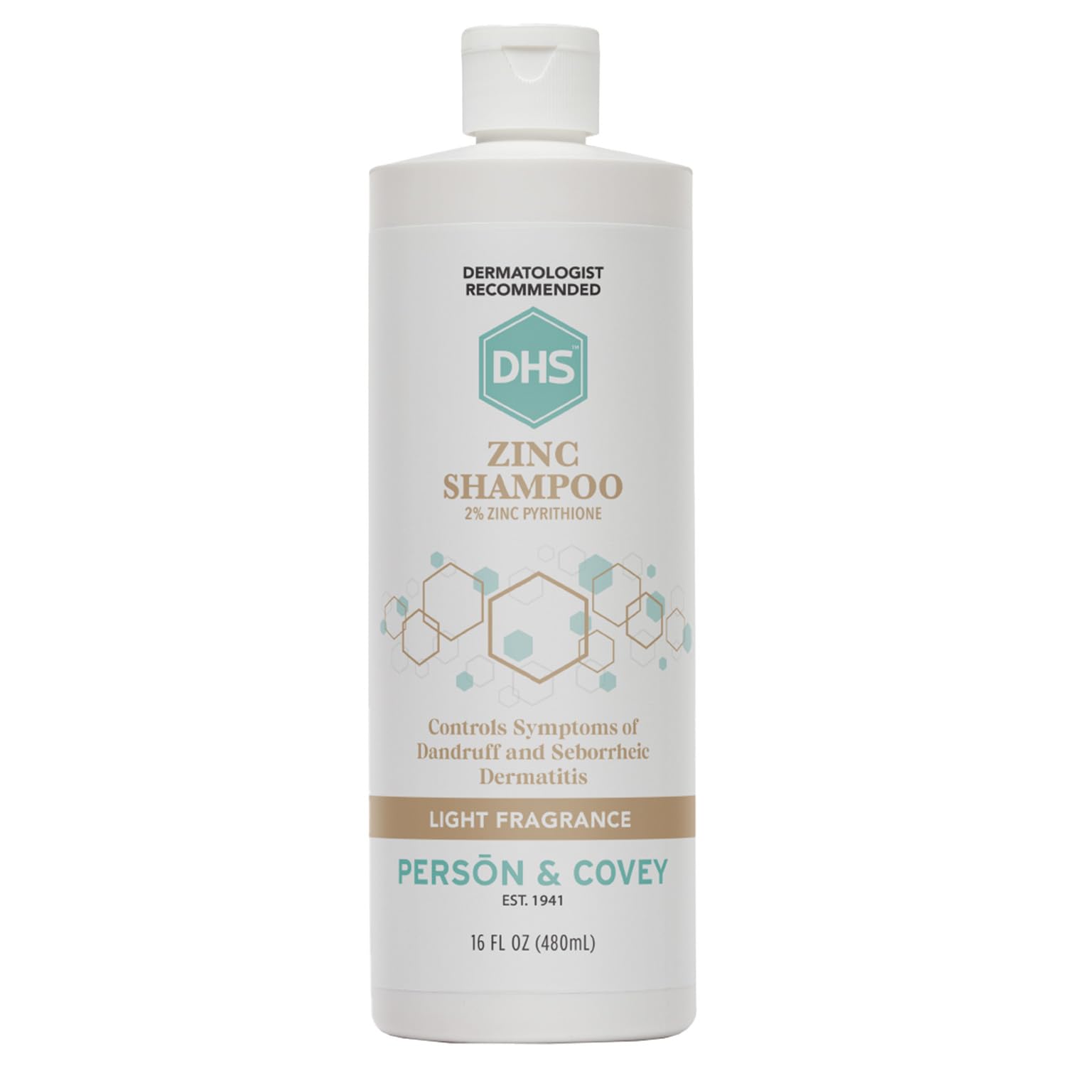 DHS Zinc Shampoo – Dandruff Shampoo – for Flaky and Dry Scalp with 2% Zinc Pyrithione, 8 oz