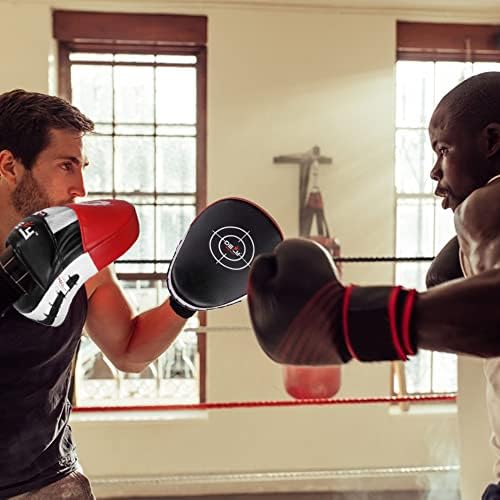 DEFY MMA Muay Thai Boxing Focus Mitts – Premium Leather Hook & Jab Punching Pads - Curved Focus Mitts for Strike & Kick Training Shield