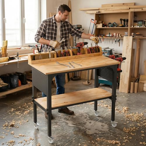 Northsky 48" Adjustable Height Work Bench- 2200 LBS Capacity with Wheels