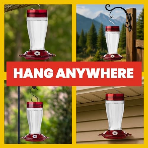 More Birds Bird Health+ Big Gulp Hummingbird Feeder, Glass Hummingbird Feeders for Outdoors, 5 Feeding Stations, 40 Ounces | Built-in Ant Moat
