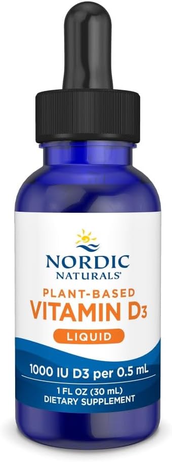 Nordic Naturals Plant-Based Vitamin D3 Liquid - 1 oz - 1000 IU Vitamin D3 - Healthy Bones, Mood & Immune System Function - Non-GMO