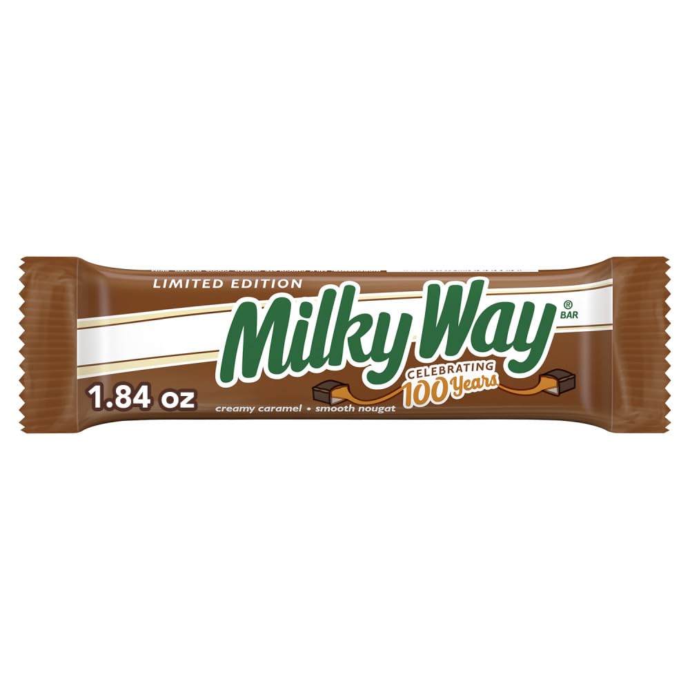 MILKY WAY Milk Chocolate Caramel Candy Bar, 1.84 oz | Full size chocolate candy bar with milk chocolate, caramel, smooth nougat