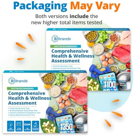 5Strands Food Intolerance, Environmental & Heavy Metal Sensitivity, and Nutritional Imbalance Test for Adults & Kids, 1350 Items Tested