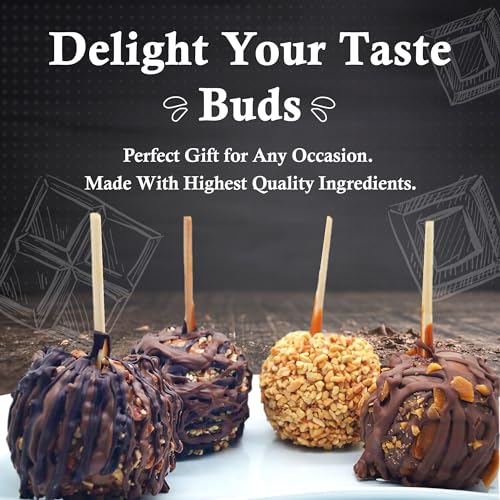 US Sweets Caramel Apple 3 Pack - Caramel Granny Smith Apples Drizzled in Dark or Milk Chocolate with Marshmallows & Nuts | Delicious Gift | Handmade