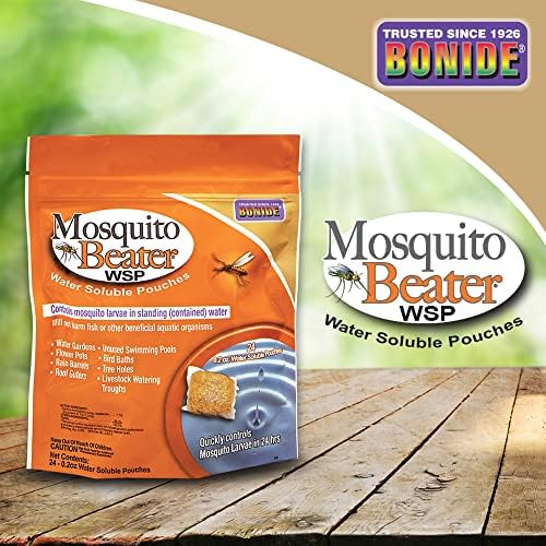 Bonide Mosquito Beater Water Soluble Pouches, Pack of 24 Pouches | Control Mosquito Larvae in Standing Water, Won't Harm Fish