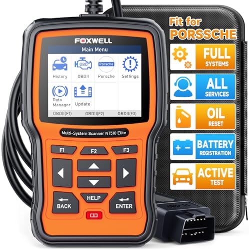 FOXWELL NT510 Elite OBD2 Scanner fit for Porsche Diagnostic Tool, Full System Bi-Directional Control Code Reader with All Reset Services