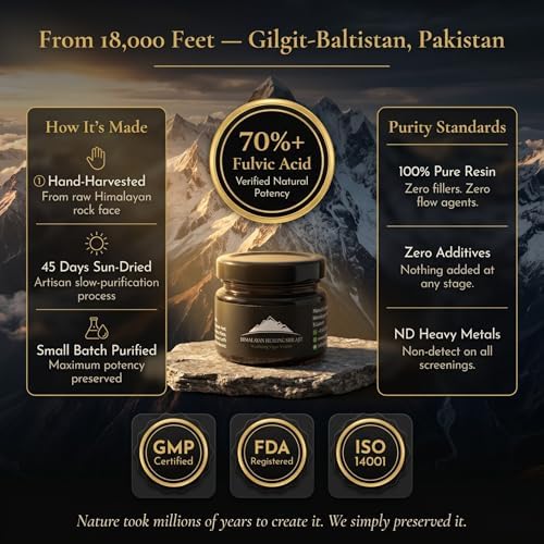 Gold Grade Himalayan Shilajit Resin For Men & Women | 500MG Max Potency | Lab Tested 100% Organic Shilajit With 85+ Trace Minerals & Fulvic Acid For