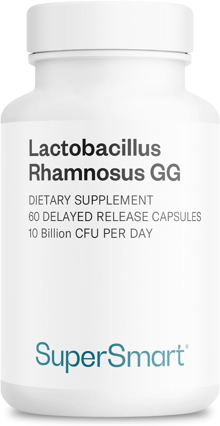 Supersmart Lactobacillus Rhamnosus GG 10 Billion CFU per Day (LGG Probiotic with Inulin) - L. Rhamnosus Supplement | Non-GMO & Gluten Free - 60 DR