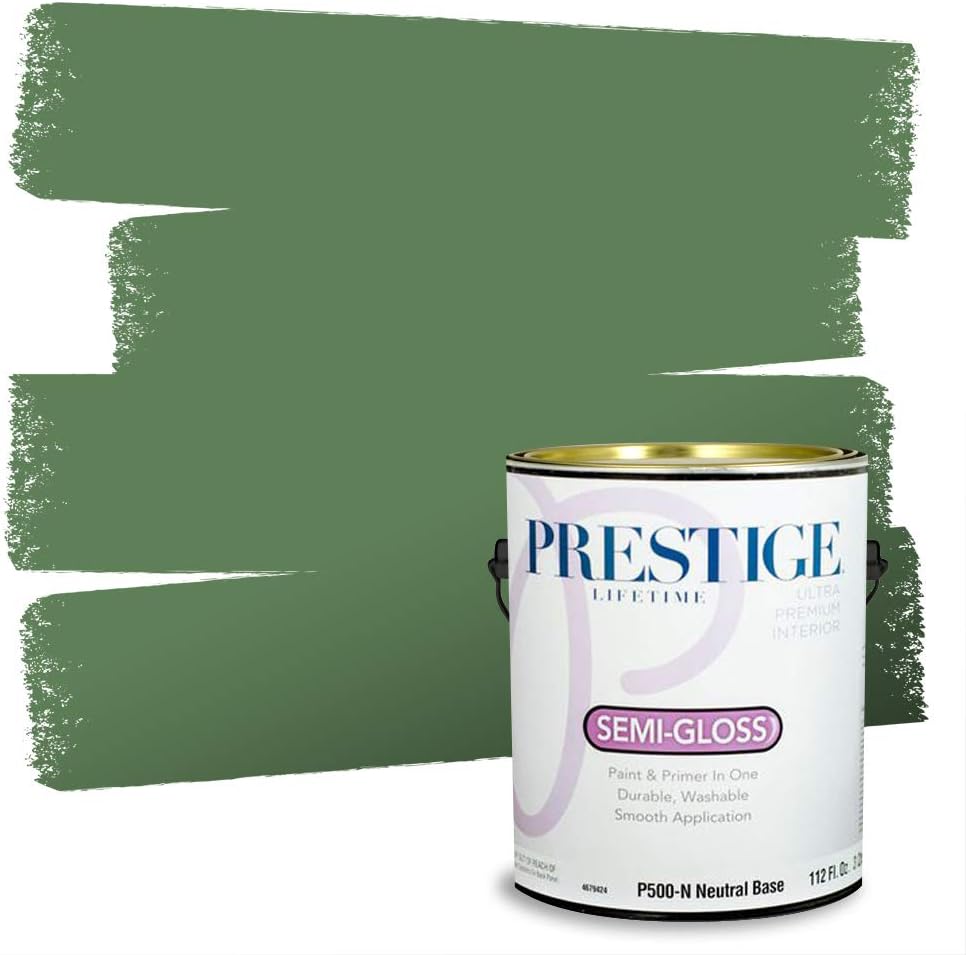 PRESTIGE Paints Exterior Paint and Primer In One, 1-Gallon, Semi-Gloss, Comparable Match of Sherwin Williams* Shamrock*