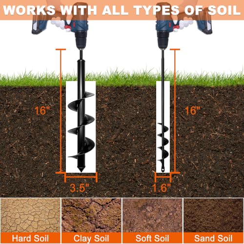 Auger Drill Bit for Planting 4"x12", Garden Plant Flower Bulb Bedding Planter Auger Spiral Drill Bit, Easy Planter Garden Auger