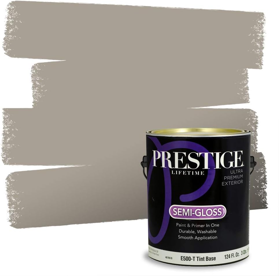PRESTIGE Paints Exterior Paint and Primer In One, 1-Gallon, Flat, Comparable Match of Sherwin Williams* Grizzle Gray*