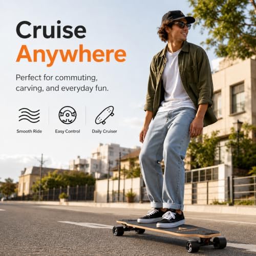 Playshion 39 Inch Drop Through Longboard Skateboard for Beginners