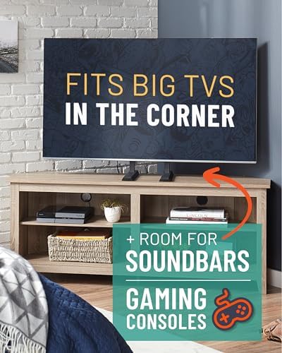 ECHOGEAR Universal TV Stand - Fits 49” to 77” TVs up to 100lbs - Adjustable Height & Wobble-Free Design - Flat Base Compatible with Soundbars