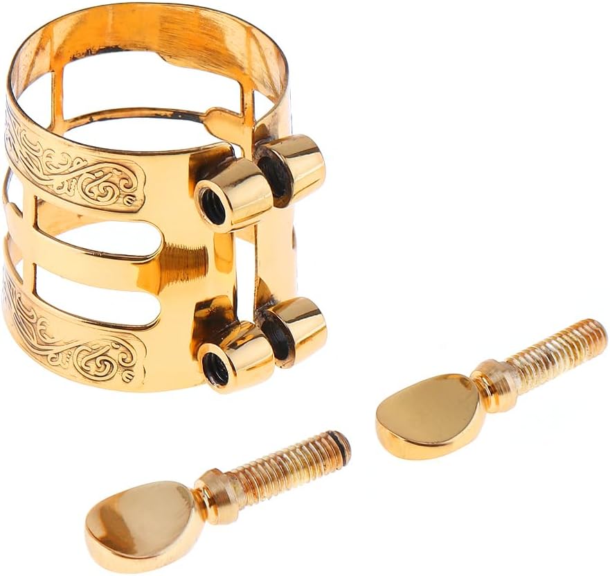 Alto Saxophone Mouthpiece Ligature, Gold, Universal, Brass Metal, E Flat, Saxophone Ligature