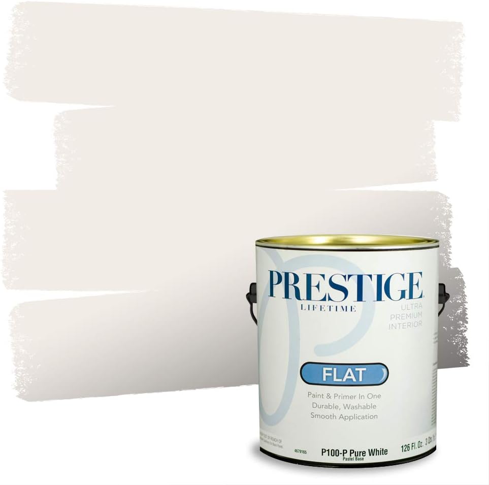 PRESTIGE Paints Exterior Paint and Primer In One, 1-Gallon, Semi-Gloss, Comparable Match of Sherwin Williams* Pure White*