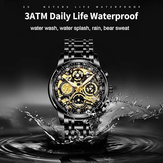NEKTOM Watches for Men with Stainless Steel, Quartz Analog Watch with Date, Luxury Minimalist Dress Mens Watches, Chronograph Watch, 3ATM Waterproof