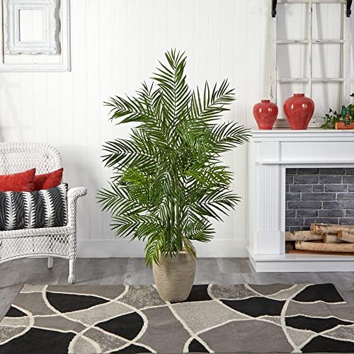 Nearly Natural 5ft. Areca Palm Artificial Tree in Sand Colored Planter