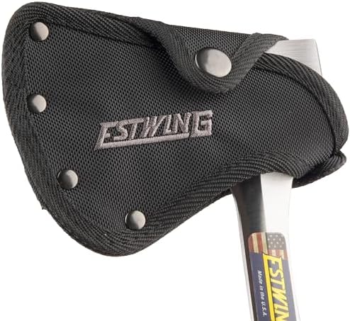 ESTWING Sportsman's Axe - 14" USA Made Special Edition Camping Hatchet with Forged Steel Construction & Genuine Leather Grip - E24ASEA | Made in USA, Outdoor Versatility, Genuine Leather Grip, Forged In One Piece, Heavy Duty Sheath