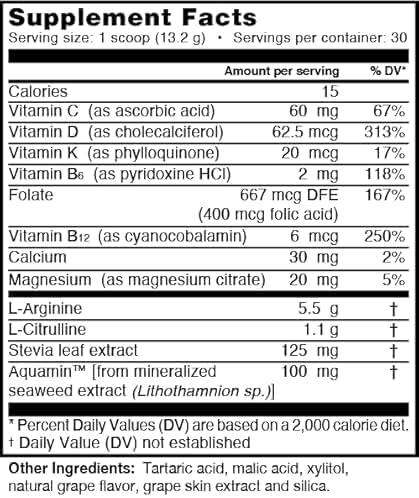 | 5, 500mg L-Arginine Plus L-Citrulline 1, 100mg | Powder Drink Mix | Nitric Oxide Booster | Supports Pre Workout Energy