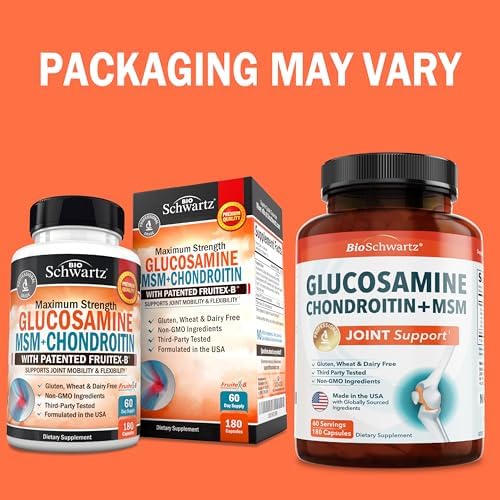 Glucosamine Chondroitin MSM Joint Support Supplement, 90 Capsules | Turmeric & Ginger, Hyaluronic Acid, Collagen, Glucosamine Chondroitin Sulfate for Joint Comfort, Gluten Free, Non GMO