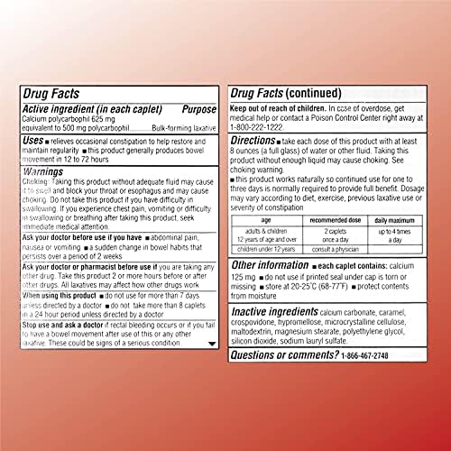 Quality Choice Fiber Therapy Caplets, Safe and Comfortable Constipation Relief Without The Gas and Bloating