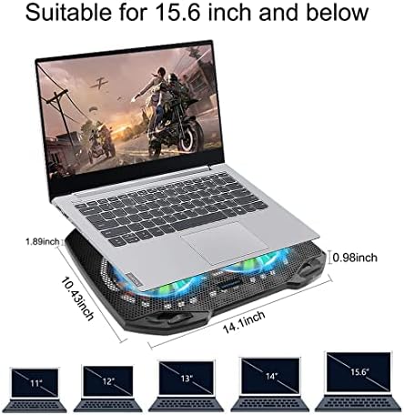 LIANGSTAR Laptop Cooling Pad, Gaming Laptop Cooler with 2 Quiet Big Fans, RGB 7 Color Light Change, Portable USB Laptop Stand 11 to 15.6 Inch