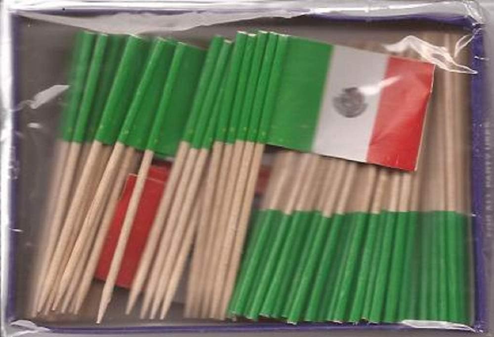 One Box of 100 Nicaragua Toothpick Flags, 100 Small Mini International Flag Cupcake Toothpicks or Cocktail Picks
