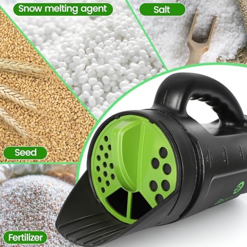 Hand Spreader Shaker, Multiple Adjustable Opening Sizes for All Purpose for Grass Seed, Fertilizer & Earth Food, Snow Salt