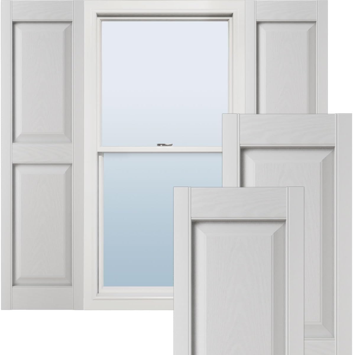 Ekena Millwork Lifetime Vinyl LP2S14X06300BL Standard Two Equal Panel Vinyls, Raised Panel Vinyl Shutters, w/Installation Shutter-Lok's & Matching Screws (Per Pair), 14.75"W x 63"H, Black