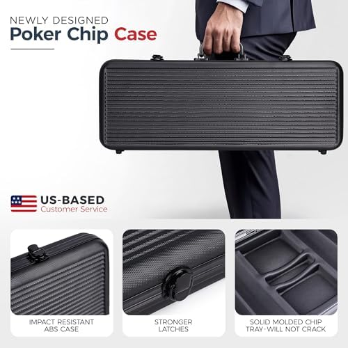 Versa Games Poker Chips - Clay Poker Chips Set - 13.5g 500 Piece Crown Casino Poker Set with Numbers Denomination - Upgraded Poker Set Case