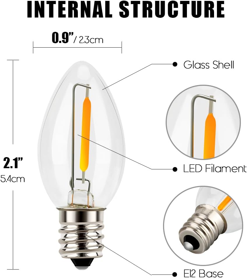 Emotionlite C7 LED Candelabra Bulbs, E12 Base, Warm White 2700K, 4 Pack | lear LED chandelier bulbs, 4W/5W/6W/7W incandescent equivalent with E12 candelabra base