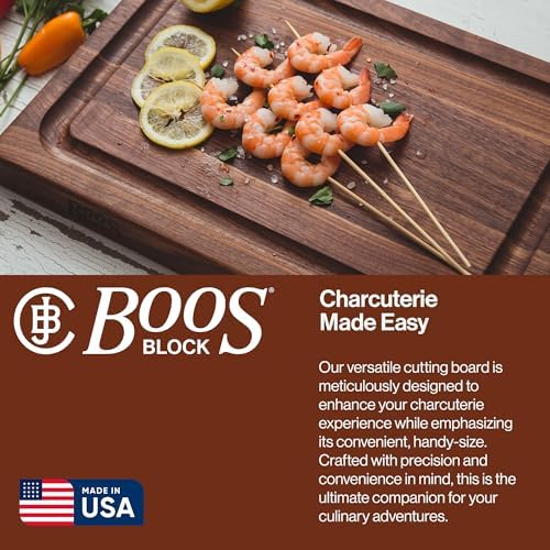 John Boos BBQ Series Rectangular Wooden Walnut Cutting Board 18”x12”