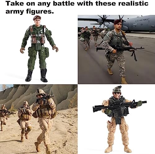 Mr.River US Army Men and SWAT Team Toy Soldiers Action Figures with Military Weapons Accessories for Kids Boys Girls,12Pcs