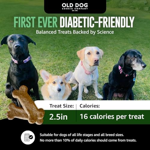 Old Dog Cookie Company All Natural Diabetic Dog Treats – Vet Approved Dog Snacks | Best Healthy Chews for Dogs, Top Treat for Dogs | Low Glycemic