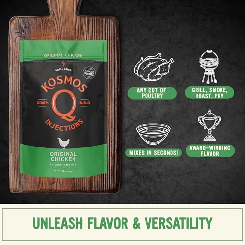 Kosmos Q Reserve Blend Brisket Injection, Premium Beef BBQ Marinade for Tender & Juicy Brisket, Phosphate-Enhanced for Moisture Retention, Competition-Grade Seasoning, Gluten Free, 16 Oz Jar