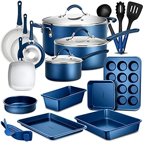 NutriChef 20-Piece Pots and Pans Set Non Stick – Induction Cookware Set, PFAS-Free Nonstick Cookware for All Cooktops