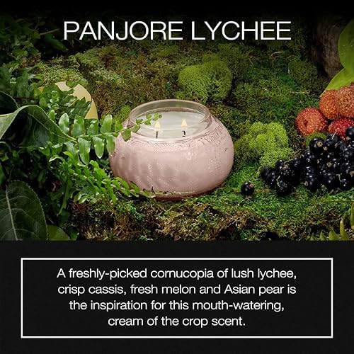 Voluspa Panjore Lychee, Glass Chawan Bowl Candle, 14 oz, 50 Hour Burn Time, Coconut Wax for Clean Burning, Handcrafted in the USA