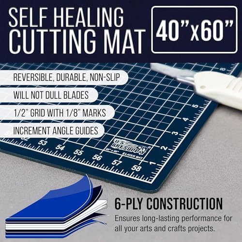 U.S. Art Supply 40" x 60" Self-Healing Cutting Mat 5-Ply - Double-Sided Green/Black Craft Mat, Non-Slip Cutting Mats for Crafts, Sewing, Quilting, Scrapbooking | Double-Sided Green/Black Craft Mat, Non-Slip Cutting Mats for Crafts, Sewing, Quilting, Scra…