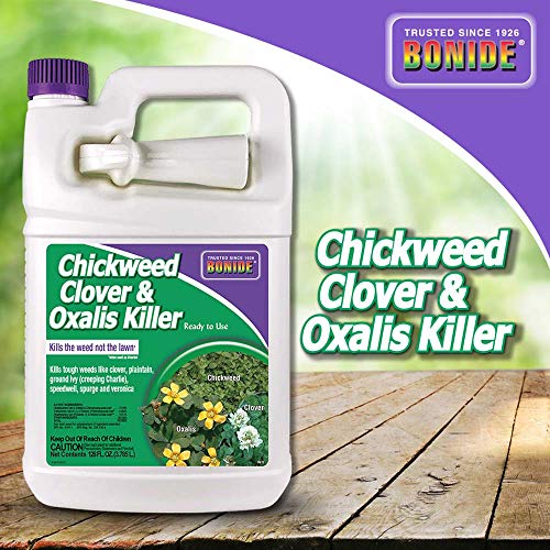 Bonide Chickweed, Clover & Oxalis Killer, 128 oz Ready-to-Use Spray | Controls Weeds & Roots Without Harming Lawn