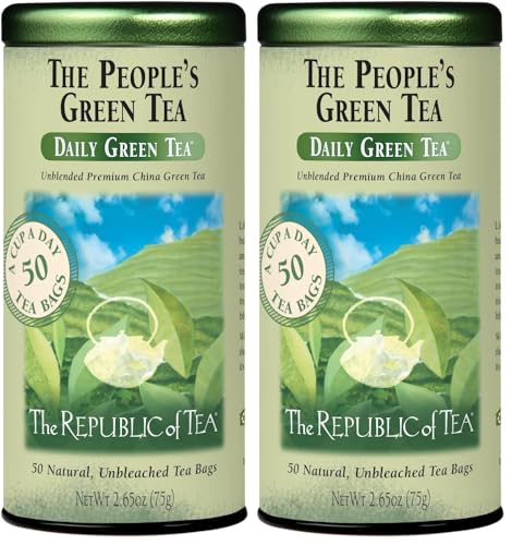 The Republic of Tea Daily Green The People's Green Tea, Low Caffeine, 50 Ct | A gentle cup for everyday sipping. Fresh with light vegetal notes. Gluten Free and Kosher.