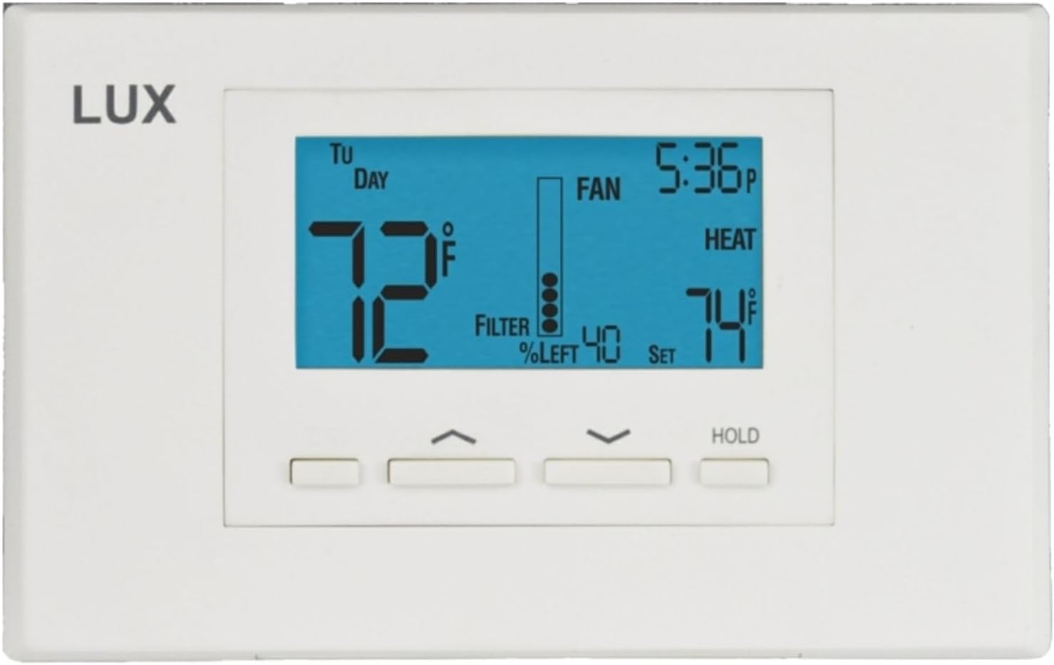 P521U Programmable 5-2 Day Thermostat for Home Use; 2 Heat, 1 Cool
