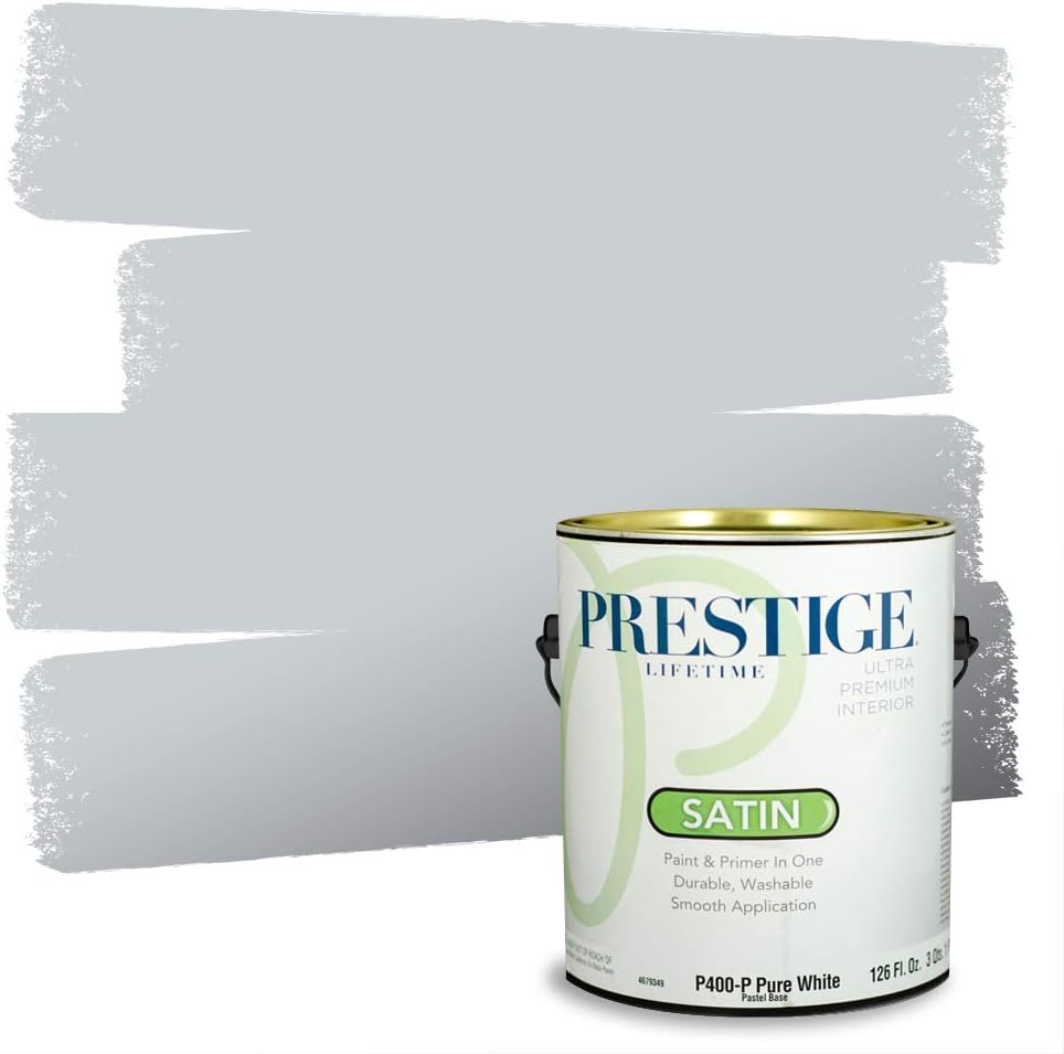 PRESTIGE Paints Exterior Paint and Primer In One, 1-Gallon, Satin, Comparable Match of Sherwin Williams* Tricorn Black*