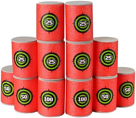 Dreampark Bullet Darts Target for Nerf: 24pcs Soft EVA Nerf Targets | Targets for N-Strike Elite Series Blasters - Red Foam Can Target for Kids Boys