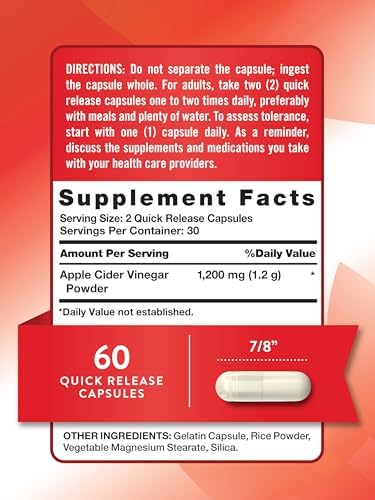 Nature's Truth Apple Cider Vinegar Capsules | 1200mg | Quick Release Pills | Non-GMO & Gluten Free Supplement | Non-GMO & Gluten Free Supplement